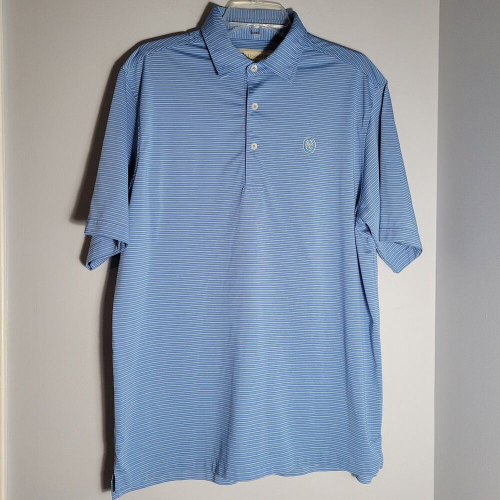 Donald Ross Men’s Polo Golf Shirt Blue Striped Size M